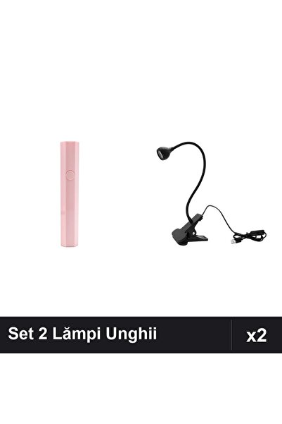NAİLS Set 2 Lămpi LED Lanternă UV 3W pentru Uscare Unghii Gel Manichiură - Ro...