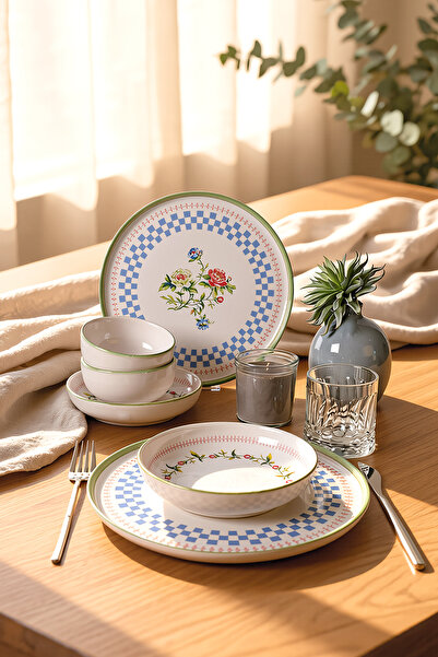 Keramika Rose Line Yemek Takımı 6 Parça 2 Kişilik 22909-10-11