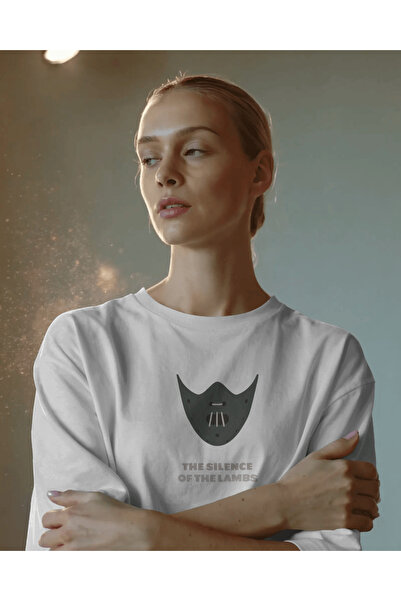 buzagi tasarım ürünleri The Silence of the Lambs Unisex White Oversize T-Shirt