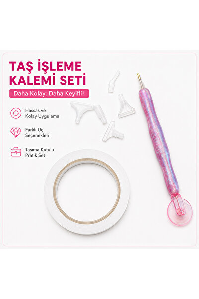 iğne izi Stone Engraving Roulette Pen Set with 7 Different Replaceable Tips S...