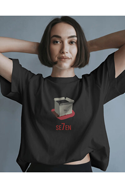 buzagi tasarım ürünleri Se7En Unisex Black Oversize T-Shirt