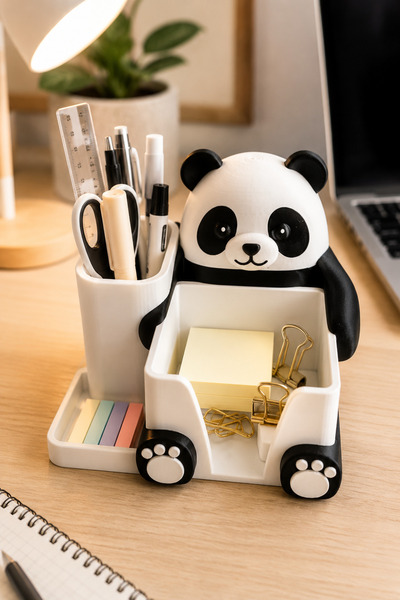MYCRAFT3D Panda Tasarımlı Masaüstü Organizer Kalemlik Notluk Ofis Çalışma Mas...