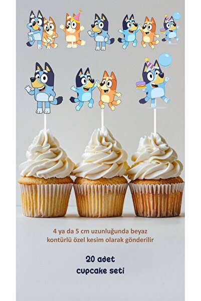 Sinek Kupası Tasarım Bluey Themed Concept Toothpick Cupcake Decoration Birthd...