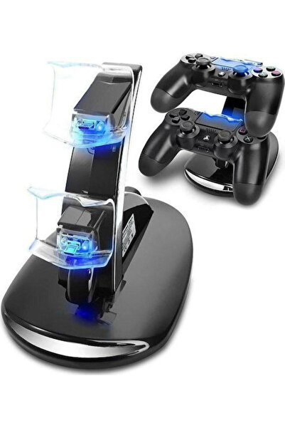 OEM Βάση Φόρτισης Slim & Pro για 2 χειριστήρια PS4 με φωτισμό LED, Μαύρο