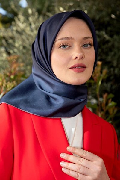 Levidor Koyu Mavi Çift Taraflı Twill İpek Eşarp