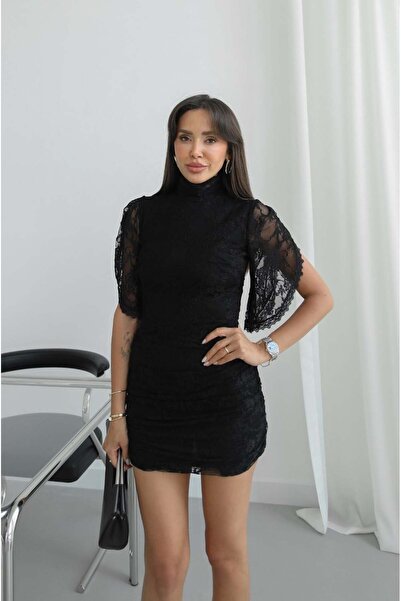 Havoş Black Floral Lace Dress