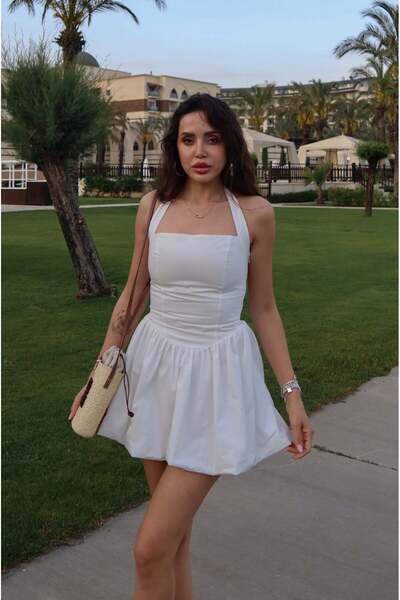 Havoş Ecru Gilda Corset Effect Mini Dress