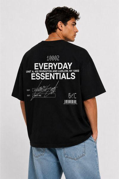 Compostela Unisex Essential Signature Detail Back Pattern Printed Oversized T...