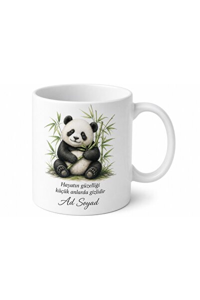 Tupya Gift Panda Figürlü Sevimli Baskılı Porselen Kupa Bardak Hediye