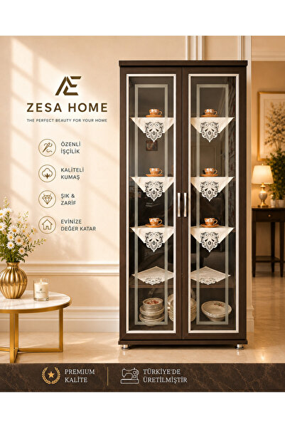 ZESA HOME 6 Piece Gardenia French Guipure Detailed Living Room Display Cabine...
