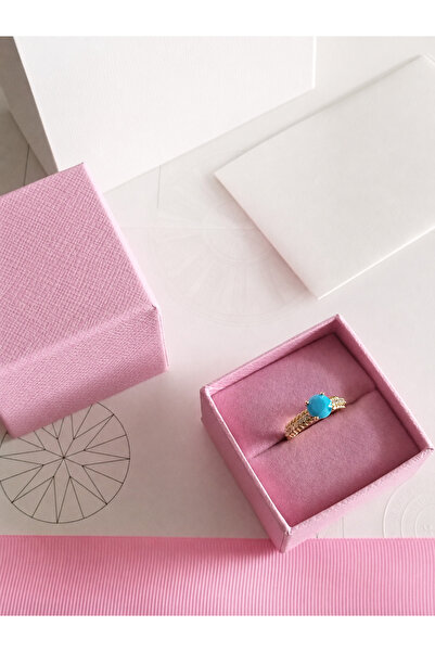 Rexon Gold Color Stainless Steel Ring with Turquoise Stone - Elegant Daily Ac...