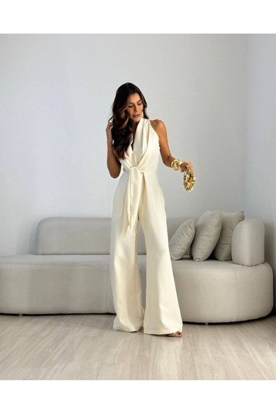 Renginbutik BEL DETAYLI GENİŞ PAÇA TULUM