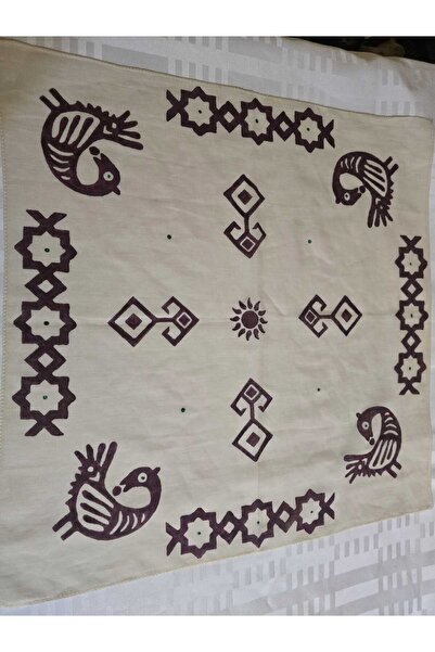 leillART Cream Antique Patterned Handmade Bandana 50 X 50