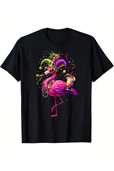 1001moda Unisex Flamingo Theme T-Shirt Solid Color Vintage Pattern with Vibra...