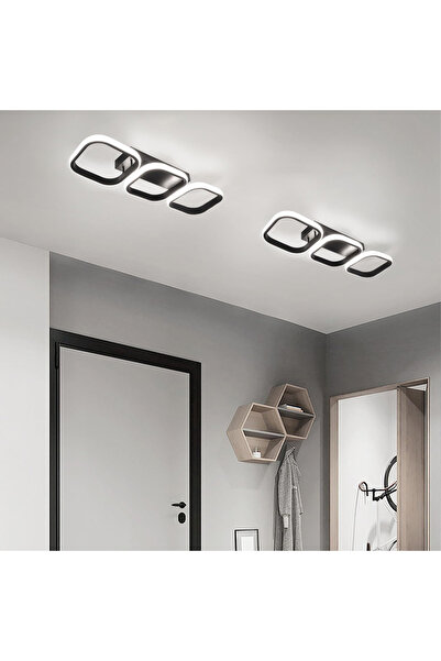 LEDIGANT Plafonieră LED cu 3 pătrate, 32W, lumină caldă/neutră/rece, neagră