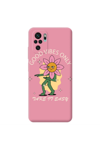 Other Xiaomi Redmi Note 10S Good Vibes Only Pink Colored Silicone TPU Θήκη