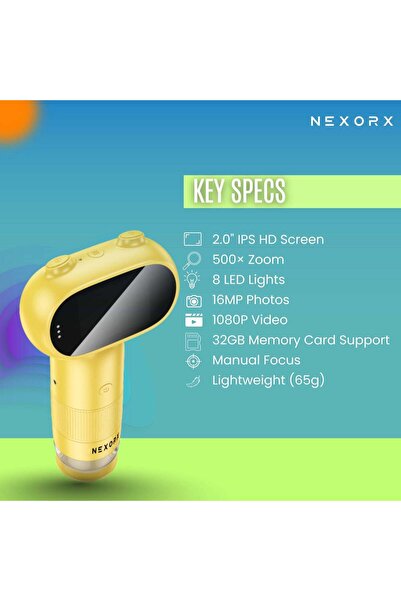 NexorX مجهر للأطفال - ممتع وتعليمي (أصفر)