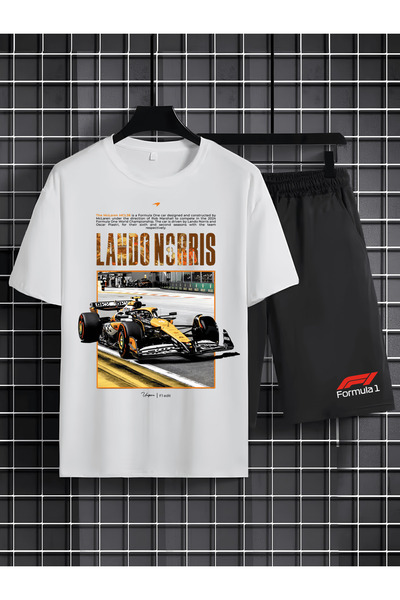 MAGORS طقم تي شيرت وشورت للأطفال مطبوع عليه LANDO NORRIS مصنوع من القطن بنسبة...