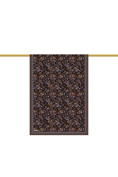 Bursa İpek Purple Ahenk Pattern Crepe Silk Shawl