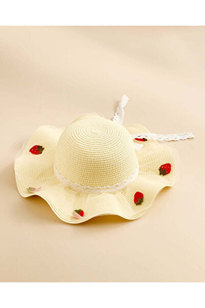 REDTAG Girls White Strawberry Embellished Hat