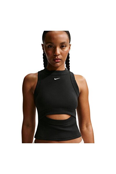 Nike Top sport de damă, tricotat, mulat, reiat, tip maiou, M