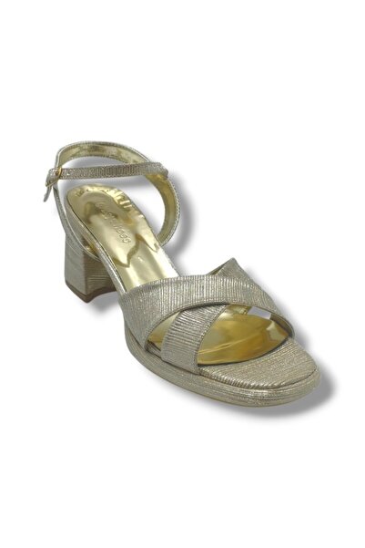 ERBAY 405-26 Glittery Chupra Fabric Cross Strap Thick Heel Women's Sandals 41...