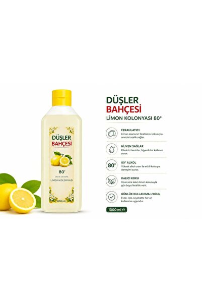 düşler bahçesi LİMON KOLONYASI ( 1000 ML ) 2'Lİ SET