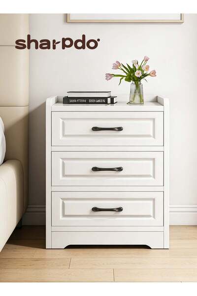 sharpdo European Style Bedroom Cabinet Vintage Nightstand with 3 Drawers for ...