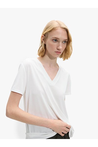 PARFOIS Kadın V Yakalı Basic T-Shirt