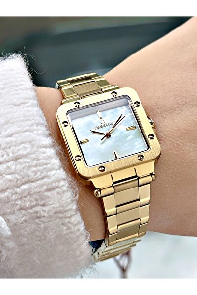 Essence Square Dial Steel Band Gold Color Women Wrist Watch Es6925Mr
