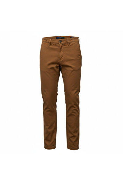 SPLASH Men's Tan Slim-Fit Cotton Chino Trousers