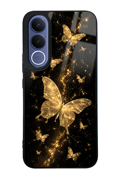 Spoyi Vivo V70 FE Yellow Galaxy Butterfly Tasarımlı Glossy Telefon Kılıfı