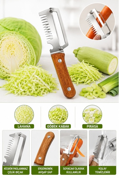 Kitchen Live 5 in 1 Çok Fonksiyonlu Sebze Soyacağı Kesme, Soyma, Açma, Rendel...