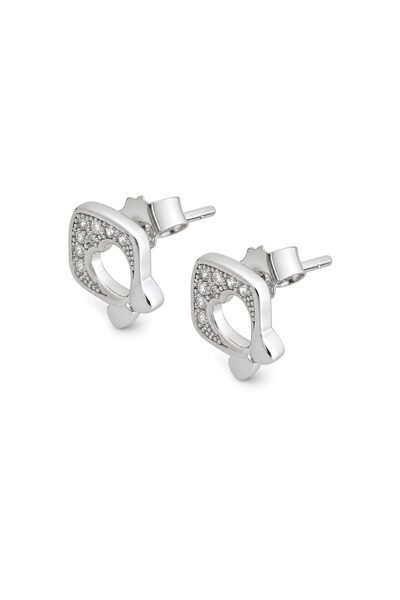 JOLIE Cercei Tip Stud din Argint 925, Model Fundita, Suprafata Decorata cu Pi...