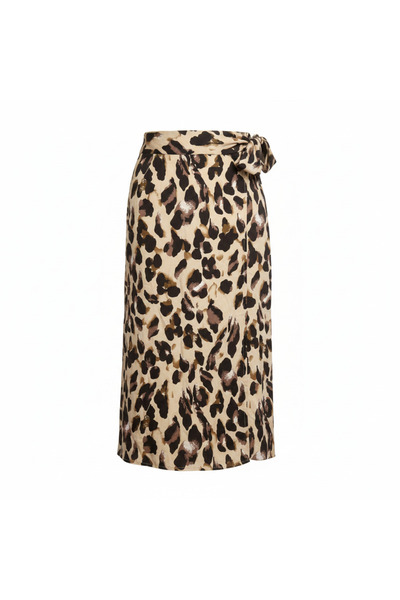 Generic EMERY ROSE Women's Leopard Print Wrap Midi Skirt