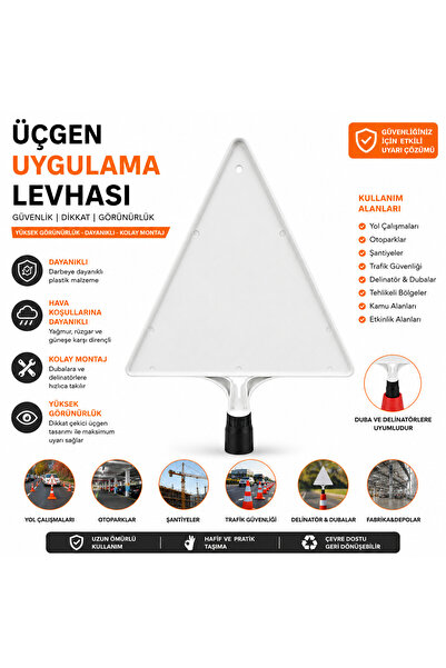 markasi Üçgen Uygulama Levhası – Duba ve Delinatör Uyumlu Boş Plastik Levha