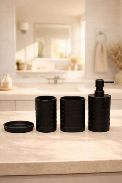 YUNESCO MOBİLYA VE HEDİYELİK Reçine 4'lü Banyo Seti - Sıvı Sabunluk, Diş Fırç...