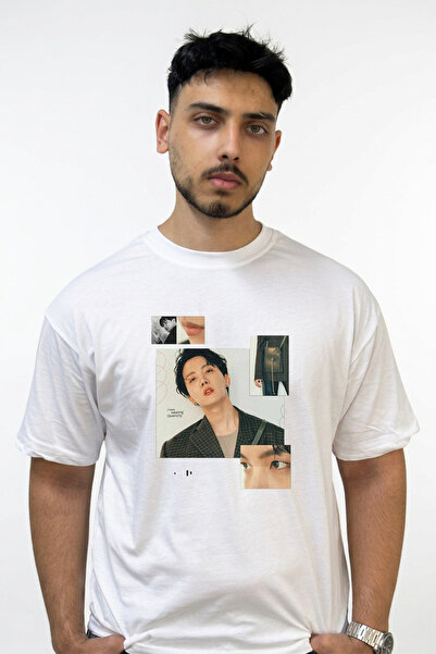 Anetos J Hope Kpop Design Printed Oversize White T-Shirt