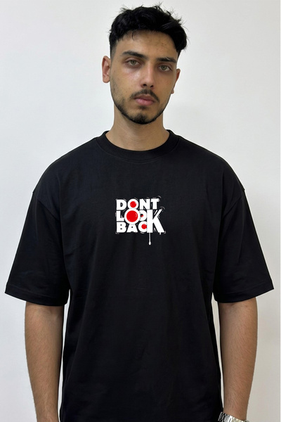 Anetos Dont Look Back_1 Design Printed Oversize Black T-Shirt