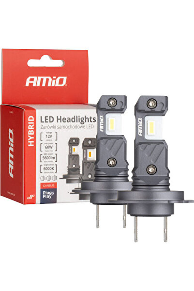 AMIO Λάμπες Αυτοκινήτου H7 / H18 Canbus LED 6000K Ψυχρό Λευκό 12V 60W 2 τεμάχια