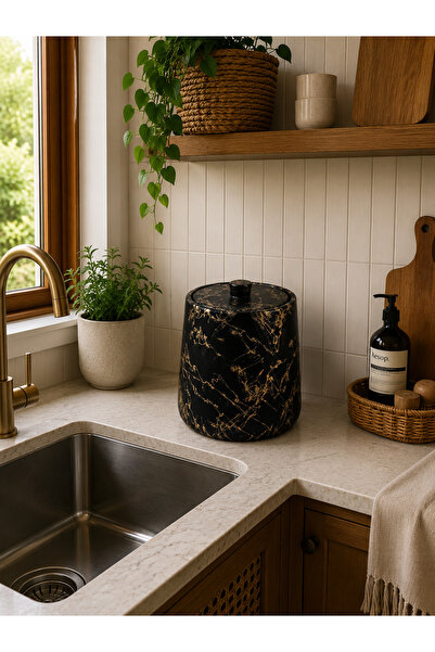 Zigzag Home Decorative Bohemian Style Concrete Trash Can for Kitchen Countert...