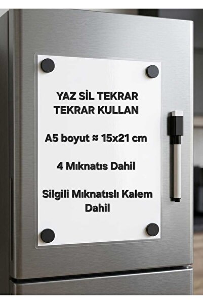 URDE Yaz Sil Notluk Magnet A5 Boyut - Mıknatıslı Notluk Buzdolabı Planlayıcı ...