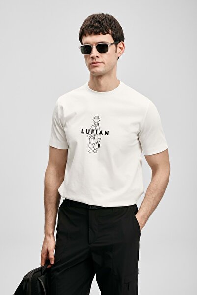 Lufian 111020307 Sımbad Modern Graphic T-Shirt Men's T-Shirt White