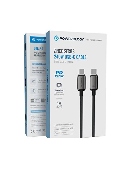 Powerology Zinco Series 240W USB-C Cable Dark Gray