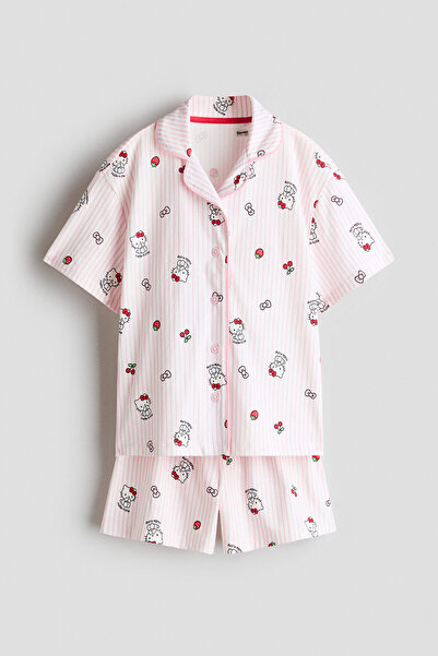 H&M Pamuklu ve Baskılı Pijama Takımı