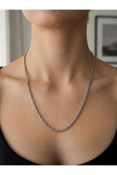 U&Gi Moda Unisex Twisted Chain Women's and Men's Necklace – Stainless Steel Unisex