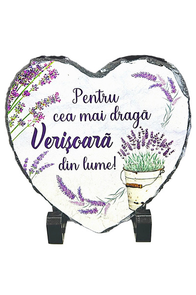 LimArt Placa decorativa ardezie in forma de inima, Lavanda, 14x13 cm - "Pentr...
