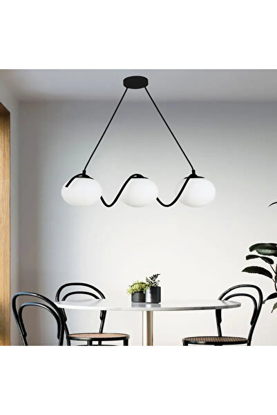 luminastar Lustră suspendată modernă, 3 globuri albe, soclu E27, corp negru, ...