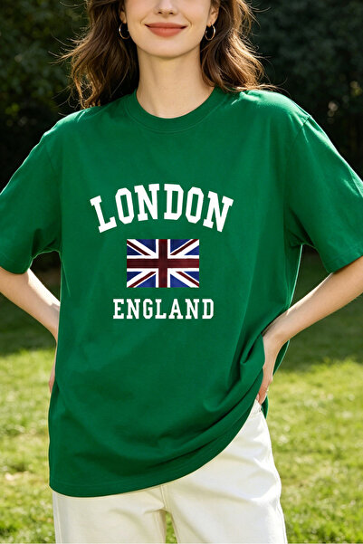 Fleck Womens T Shirts London England Flag Print Casual Oversized Style