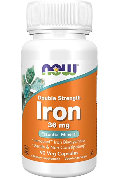 Now Foods Iron 36 mg Double Strength 90 Veg Kapsül